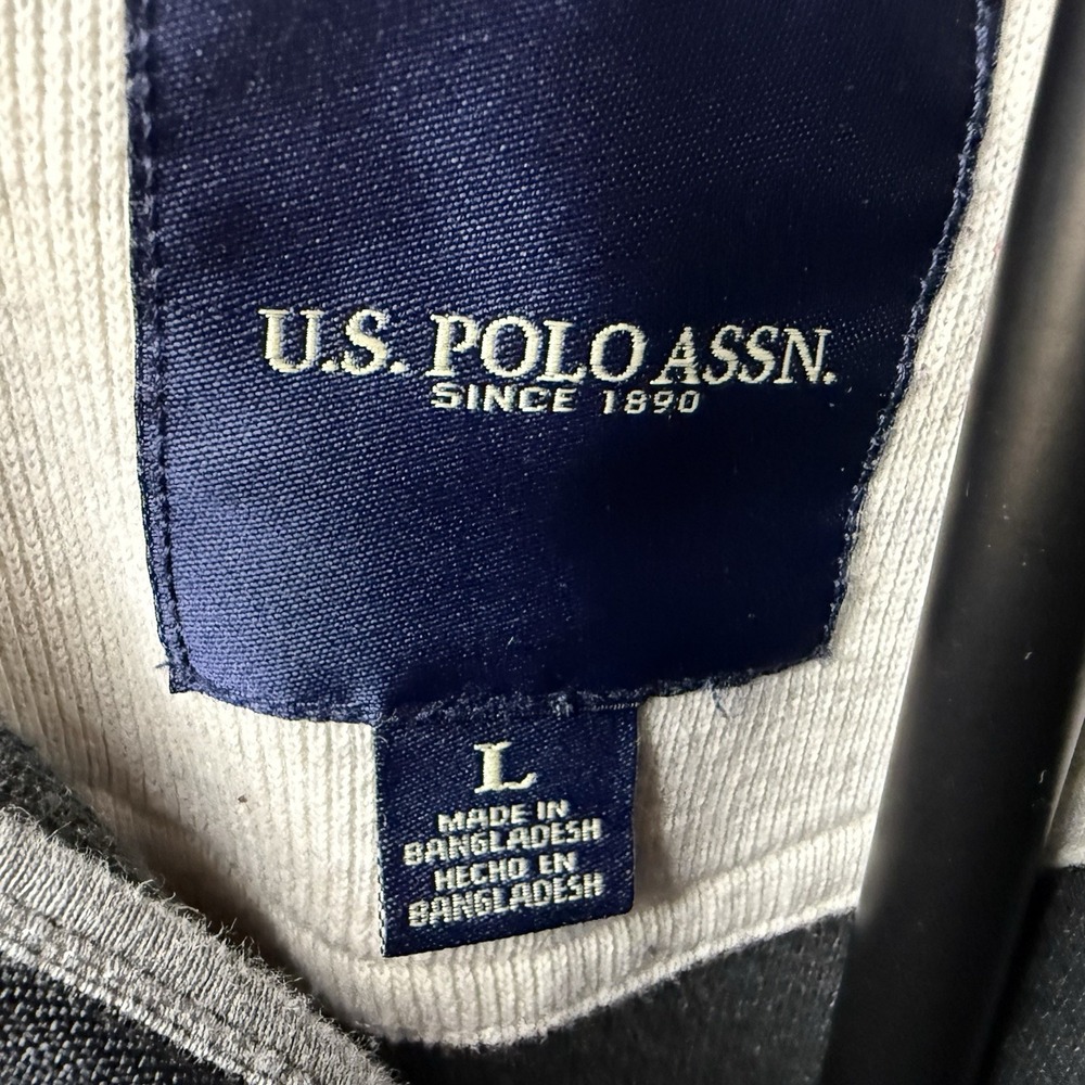 U.S. Polo Assn. Men's L 1/4 Zip Sweater Black Long Sleeve Mock Neck Pullover Top - Picture 3 of 4